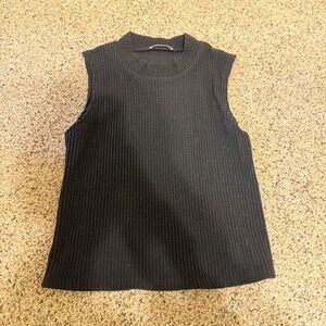 Francesca's Collections Black Ribbed Tank Top